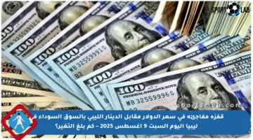 قفزة مفاجئة في سعر الدولار مقابل الدينار الليبي بالسوق السوداء في ليبيا اليوم السبت 9 أغسطس 2025 – كم بلغ التغير؟